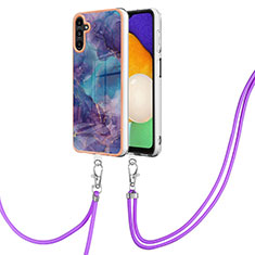 Custodia Silicone Gel Morbida Fantasia Modello Cover con Cinghia Cordino Mano YB7 per Samsung Galaxy Quantum4 5G Viola