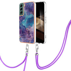 Custodia Silicone Gel Morbida Fantasia Modello Cover con Cinghia Cordino Mano YB7 per Samsung Galaxy S24 Plus 5G Viola