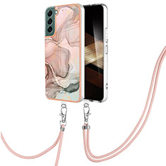 Custodia Silicone Gel Morbida Fantasia Modello Cover con Cinghia Cordino Mano YB7 per Samsung Galaxy S25 Plus 5G Rosa