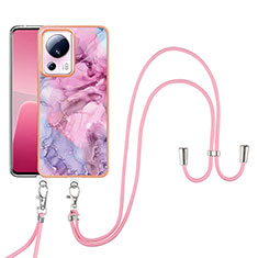 Custodia Silicone Gel Morbida Fantasia Modello Cover con Cinghia Cordino Mano YB7 per Xiaomi Civi 2 5G Lavanda