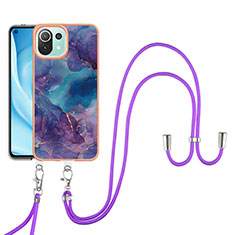 Custodia Silicone Gel Morbida Fantasia Modello Cover con Cinghia Cordino Mano YB7 per Xiaomi Mi 11 Lite 4G Viola