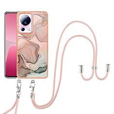 Custodia Silicone Gel Morbida Fantasia Modello Cover con Cinghia Cordino Mano YB7 per Xiaomi Mi 13 Lite 5G Rosa