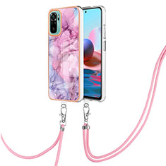 Custodia Silicone Gel Morbida Fantasia Modello Cover con Cinghia Cordino Mano YB7 per Xiaomi Redmi Note 10S 4G Lavanda