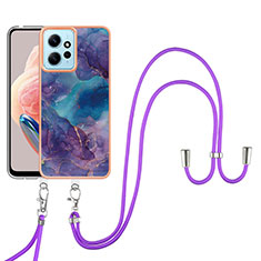 Custodia Silicone Gel Morbida Fantasia Modello Cover con Cinghia Cordino Mano YB7 per Xiaomi Redmi Note 12 4G Viola