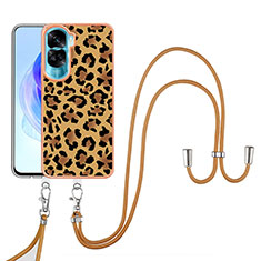 Custodia Silicone Gel Morbida Fantasia Modello Cover con Cinghia Cordino Mano YB8 per Huawei Honor 90 Lite 5G Marrone