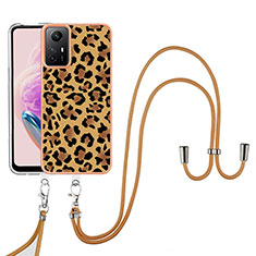 Custodia Silicone Gel Morbida Fantasia Modello Cover con Cinghia Cordino Mano YB8 per Xiaomi Redmi Note 12S Marrone