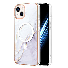 Custodia Silicone Gel Morbida Fantasia Modello Cover con Mag-Safe Magnetic per Apple iPhone 13 Bianco