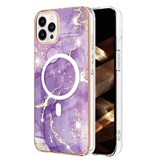 Custodia Silicone Gel Morbida Fantasia Modello Cover con Mag-Safe Magnetic per Apple iPhone 13 Pro Max Viola