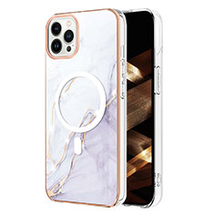 Custodia Silicone Gel Morbida Fantasia Modello Cover con Mag-Safe Magnetic per Apple iPhone 14 Pro Max Bianco