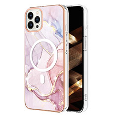 Custodia Silicone Gel Morbida Fantasia Modello Cover con Mag-Safe Magnetic per Apple iPhone 15 Pro Max Rosa