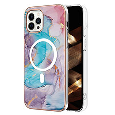 Custodia Silicone Gel Morbida Fantasia Modello Cover con Mag-Safe Magnetic per Apple iPhone 16 Pro Blu