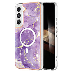 Custodia Silicone Gel Morbida Fantasia Modello Cover con Mag-Safe Magnetic per Samsung Galaxy S25 5G Viola