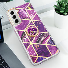 Custodia Silicone Gel Morbida Fantasia Modello Cover S02 per Samsung Galaxy S21 FE 5G Viola