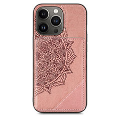 Custodia Silicone Gel Morbida Fantasia Modello Cover S06 per Apple iPhone 13 Pro Max Oro Rosa