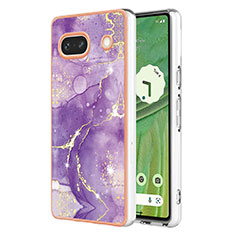 Custodia Silicone Gel Morbida Fantasia Modello Cover Y01B per Google Pixel 7a 5G Viola