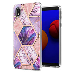 Custodia Silicone Gel Morbida Fantasia Modello Cover Y01B per Samsung Galaxy A01 Core Lavanda