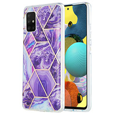 Custodia Silicone Gel Morbida Fantasia Modello Cover Y01B per Samsung Galaxy A51 4G Viola