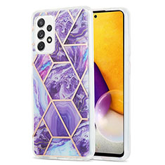 Custodia Silicone Gel Morbida Fantasia Modello Cover Y01B per Samsung Galaxy A72 4G Viola