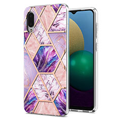 Custodia Silicone Gel Morbida Fantasia Modello Cover Y01B per Samsung Galaxy M02 Lavanda