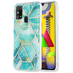 Custodia Silicone Gel Morbida Fantasia Modello Cover Y01B per Samsung Galaxy M31 Verde Pastello