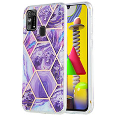 Custodia Silicone Gel Morbida Fantasia Modello Cover Y01B per Samsung Galaxy M31 Viola