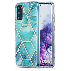 Custodia Silicone Gel Morbida Fantasia Modello Cover Y01B per Samsung Galaxy S20 5G Verde Pastello