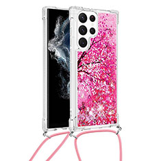 Custodia Silicone Gel Morbida Fantasia Modello Cover Y02B per Samsung Galaxy S22 Ultra 5G Rosa Caldo