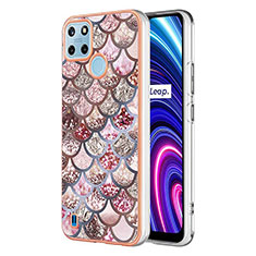 Custodia Silicone Gel Morbida Fantasia Modello Cover Y03B per Realme C25Y India Marrone