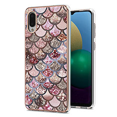 Custodia Silicone Gel Morbida Fantasia Modello Cover Y03B per Samsung Galaxy A02 Marrone