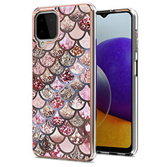 Custodia Silicone Gel Morbida Fantasia Modello Cover Y03B per Samsung Galaxy A22 4G Marrone