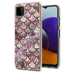 Custodia Silicone Gel Morbida Fantasia Modello Cover Y03B per Samsung Galaxy A22 5G Marrone