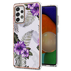 Custodia Silicone Gel Morbida Fantasia Modello Cover Y03B per Samsung Galaxy A52 4G Viola