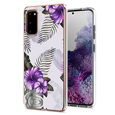 Custodia Silicone Gel Morbida Fantasia Modello Cover Y03B per Samsung Galaxy S20 Viola