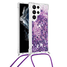 Custodia Silicone Gel Morbida Fantasia Modello Cover Y03B per Samsung Galaxy S21 Ultra 5G Viola