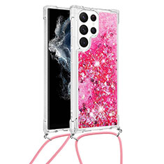 Custodia Silicone Gel Morbida Fantasia Modello Cover Y03B per Samsung Galaxy S23 Ultra 5G Rosa Caldo