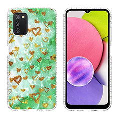 Custodia Silicone Gel Morbida Fantasia Modello Cover Y04B per Samsung Galaxy A03s Verde Pastello