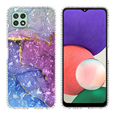 Custodia Silicone Gel Morbida Fantasia Modello Cover Y04B per Samsung Galaxy A22s 5G Viola