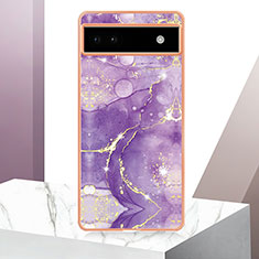 Custodia Silicone Gel Morbida Fantasia Modello Cover Y05B per Google Pixel 6a 5G Viola