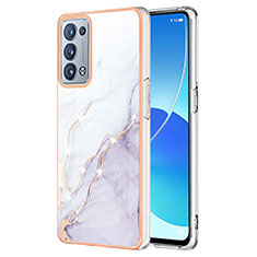 Custodia Silicone Gel Morbida Fantasia Modello Cover Y05B per Oppo Reno6 Pro+ Plus 5G Bianco