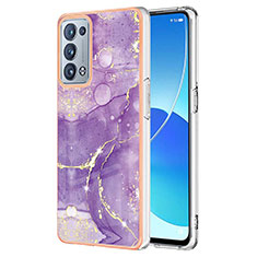 Custodia Silicone Gel Morbida Fantasia Modello Cover Y05B per Oppo Reno6 Pro+ Plus 5G Viola