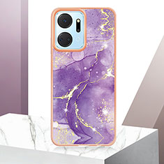 Custodia Silicone Gel Morbida Fantasia Modello Cover Y06B per Huawei Honor X7a Viola