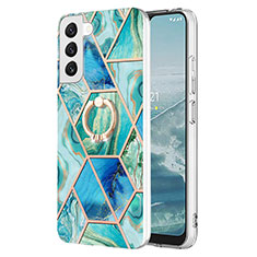 Custodia Silicone Gel Morbida Fantasia Modello Cover Y13B per Samsung Galaxy S21 5G Blu