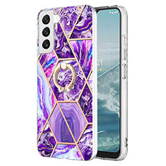 Custodia Silicone Gel Morbida Fantasia Modello Cover Y13B per Samsung Galaxy S21 Plus 5G Viola