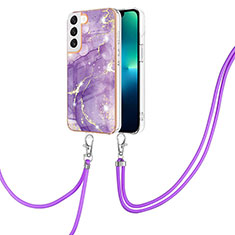 Custodia Silicone Gel Morbida Fantasia Modello Cover Y21B per Samsung Galaxy S21 FE 5G Viola