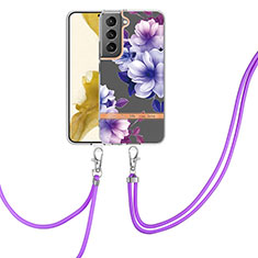 Custodia Silicone Gel Morbida Fantasia Modello Cover Y22B per Samsung Galaxy S21 5G Viola