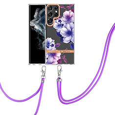 Custodia Silicone Gel Morbida Fantasia Modello Cover Y22B per Samsung Galaxy S22 Ultra 5G Viola