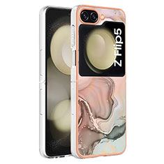 Custodia Silicone Gel Morbida Fantasia Modello Cover YB2 per Samsung Galaxy Z Flip5 5G Multicolore