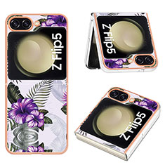 Custodia Silicone Gel Morbida Fantasia Modello Cover YB4 per Samsung Galaxy Z Flip5 5G Viola