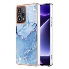 Custodia Silicone Gel Morbida Fantasia Modello Cover YB7 per Xiaomi Redmi Note 12 Turbo 5G Blu