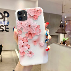 Custodia Silicone Gel Morbida Fiori Cover H19 per Apple iPhone 11 Rosa
